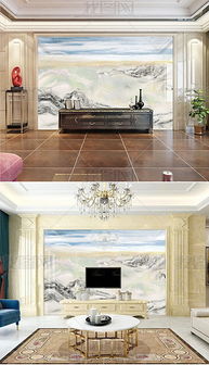 高清水墨山水玉石山水大理石纹电视背景墙图片素材 效果图下载