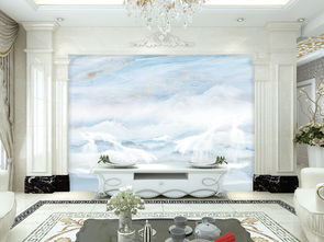 蓝色大气大理石背景墙