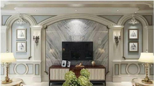 大理石对纹和追纹拼接背景墙