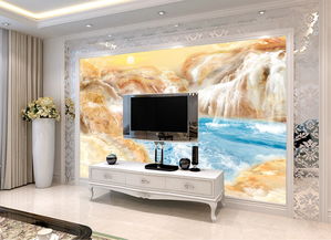 财源广进大气山水大理石纹背景墙