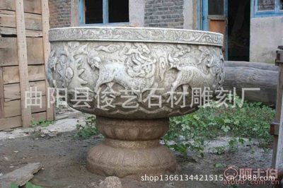 【王氏雕刻曲阳县厂家热卖大理石花盆创意花盆园林花盆各种花盆订做】曲阳县俊艺石材雕刻厂 - 产品库